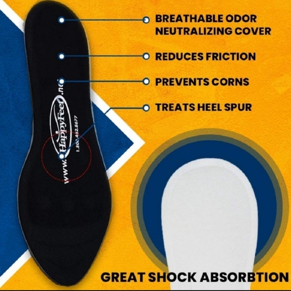 Happy Feet Plantar Fasciitis Flat, Shoe Insoles for Men&Women, Size M2 - Picture 2 of 4